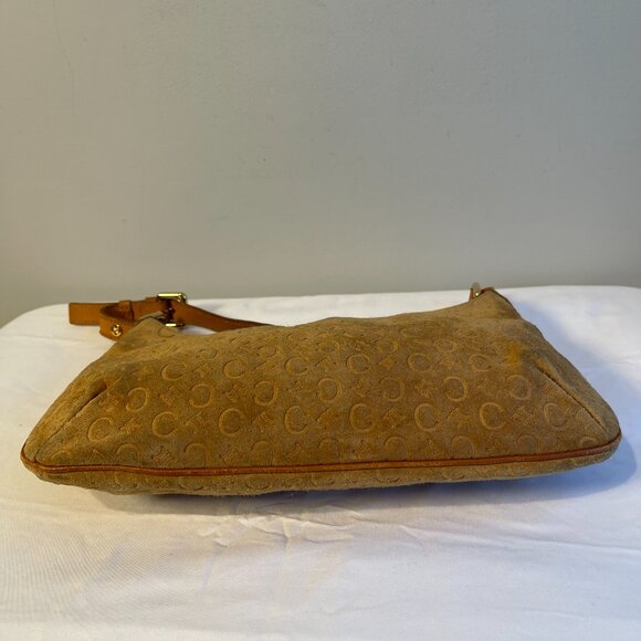 Celine Vintage Ava Macadam Suede Pochette Shoulder Bag, Mustard/Brown - Preowned - Picture 5 of 16